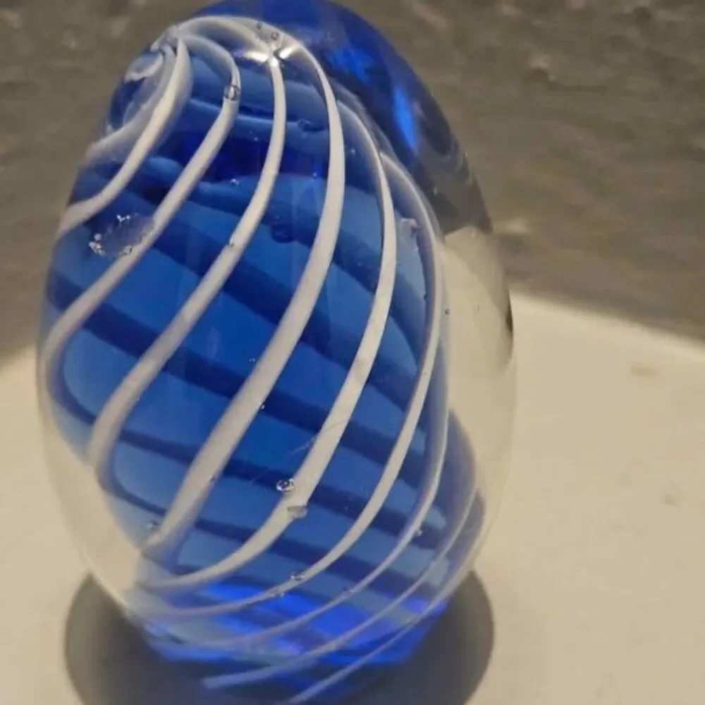 Pele's Hawaiian Glass Blue Swirl Paperweight